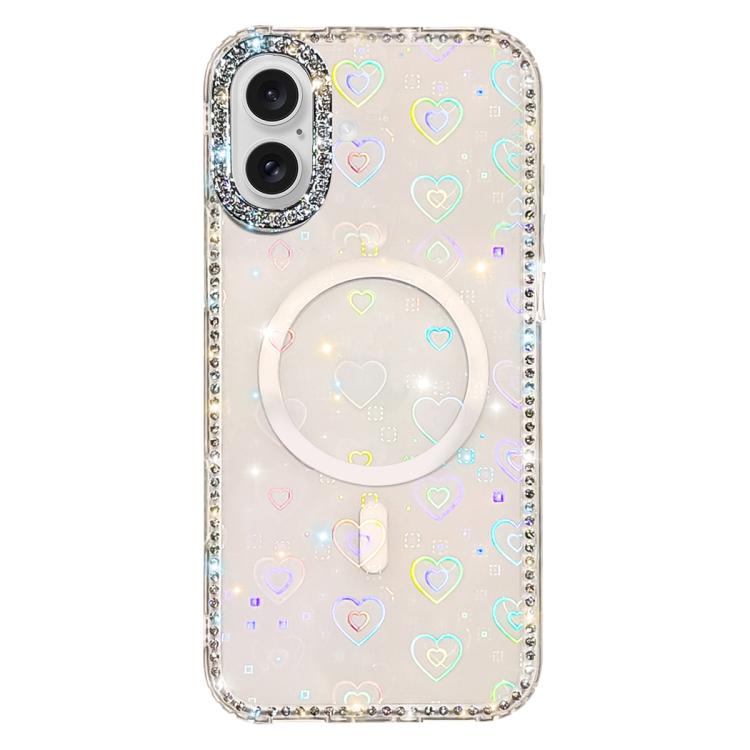 غطاء هاتف مغناطيسي هجين من TPU وPC مع تقنية IMD مزدوج الوجه مرصع بأحجار الراين، لهواتف iPhone 17 Pro Max، iPhone 17 Pro، iPhone 17، iPhone Air، iPhone 16 Pro Max، iPhone 16 Pro، iPhone 16 Plus، iPhone 16