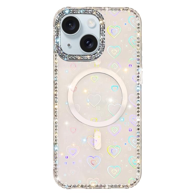 غطاء هاتف مغناطيسي هجين من TPU وPC مع تقنية IMD مزدوج الوجه مرصع بأحجار الراين، لهواتف iPhone 15 Pro Max، iPhone 15 Pro، iPhone 15، iPhone 14، iPhone 14 Pro، iPhone 14 Pro Max، iPhone 13 Pro Max، iPhone 13 Pro