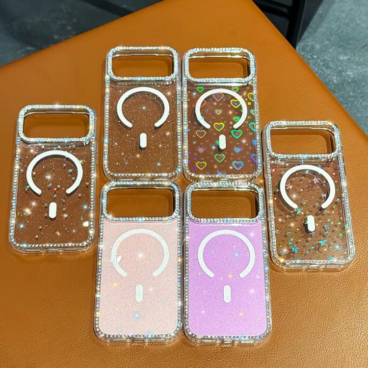 غطاء هاتف مغناطيسي هجين من TPU وPC مع تقنية IMD مزدوج الوجه مرصع بأحجار الراين، لهواتف iPhone 15 Pro Max، iPhone 15 Pro، iPhone 15، iPhone 14، iPhone 14 Pro، iPhone 14 Pro Max، iPhone 13 Pro Max، iPhone 13 Pro