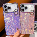 غطاء هاتف من TPU بنسيج معدني يشبه رقائق الطلاء مع حامل سوار وعدسة فيلم، لجهاز iPhone 13