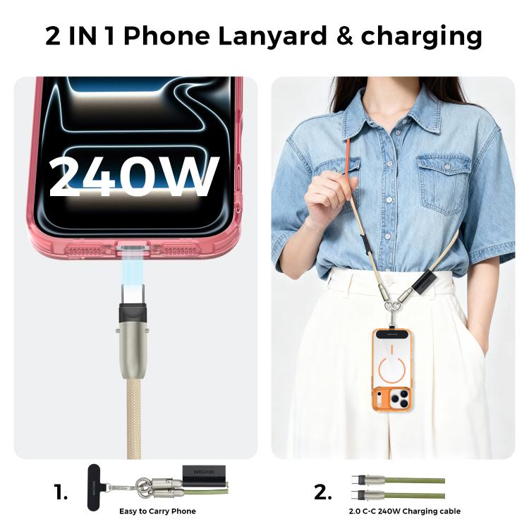 كابل شحن متعدد الوظائف Type-C إلى Type-C مع حزام هاتف قابل للتعديل من MOCOME W3