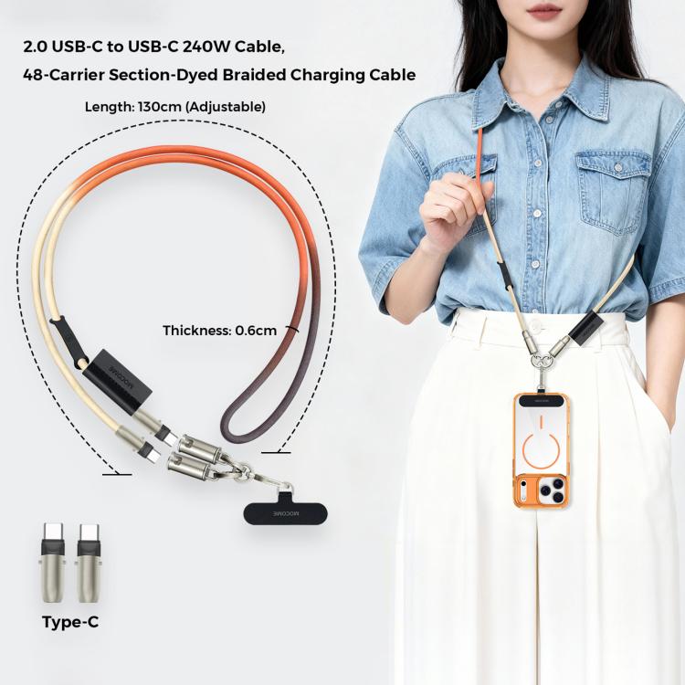 كابل شحن متعدد الوظائف Type-C إلى Type-C مع حزام هاتف قابل للتعديل من MOCOME W3