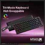ONIKUMA MT603 لوحة مفاتيح ألعاب مغناطيسية ثلاثية الوضع مع 68 مفتاح RGB، MT603