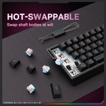 ONIKUMA MT603 لوحة مفاتيح ألعاب مغناطيسية ثلاثية الوضع مع 68 مفتاح RGB، MT603