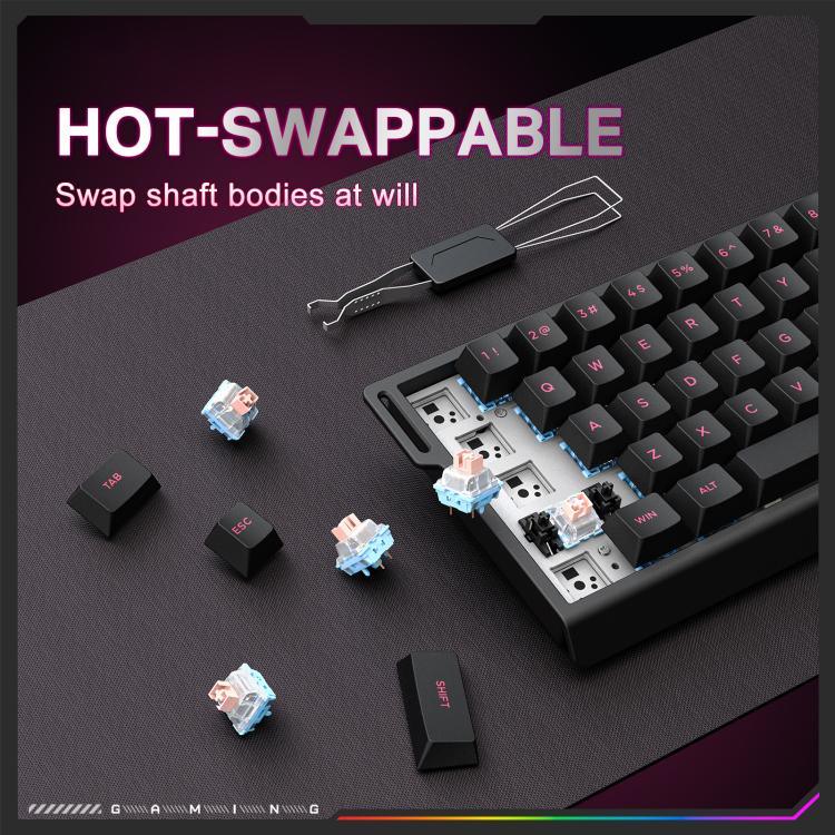 ONIKUMA MT603 لوحة مفاتيح ألعاب مغناطيسية ثلاثية الوضع مع 68 مفتاح RGB، MT603
