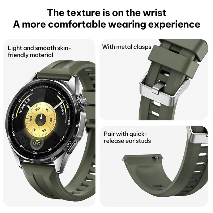 xDfind Silver Buckle Solid Color Silicone Watch Band, For Huawei Watch GT 6 / 5 46mm