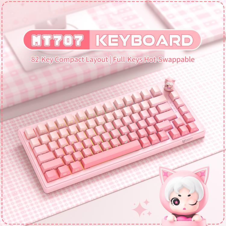 ONIKUMA MT707 لوحة مفاتيح ألعاب ميكانيكية ثلاثية الوضع مع 82 مفتاح RGB