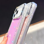 غطاء هاتف هجين من TPU وPC مع تقنية IMD على الوجهين مزين بأحجار الراين، لهواتف iPhone 15 Pro Max، iPhone 15 Pro، iPhone 15، iPhone 14، iPhone 14 Pro، iPhone 14 Pro Max، iPhone 13 Pro Max، iPhone 13 Pro