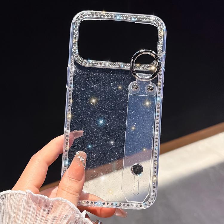 غطاء هاتف مع حامل سوار لامع من حجر الراين، لهواتف iPhone 17 Pro، iPhone 17، iPhone Air، iPhone 16 Pro Max، iPhone 16 Pro، iPhone 16 Plus، iPhone 16، iPhone 15 Pro Max