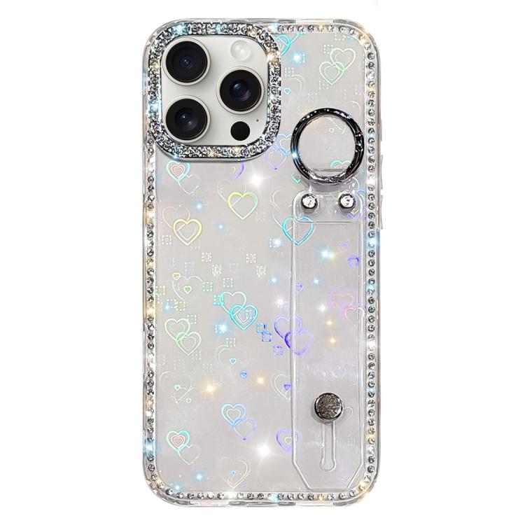 غطاء هاتف مع حامل سوار لامع من حجر الراين، لهواتف iPhone 17 Pro، iPhone 17، iPhone Air، iPhone 16 Pro Max، iPhone 16 Pro، iPhone 16 Plus، iPhone 16، iPhone 15 Pro Max