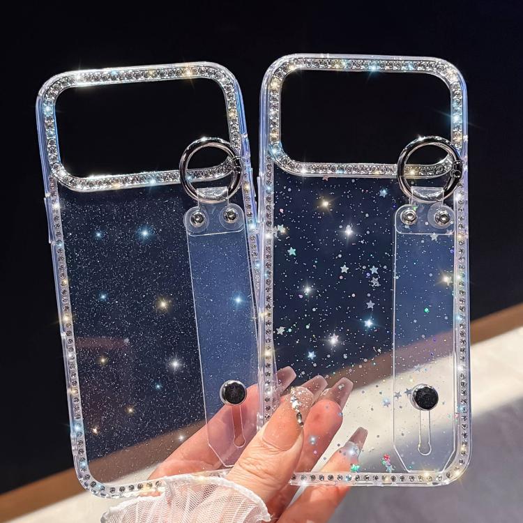غطاء هاتف مع حامل سوار لامع من حجر الراين، لهواتف iPhone 17 Pro، iPhone 17، iPhone Air، iPhone 16 Pro Max، iPhone 16 Pro، iPhone 16 Plus، iPhone 16، iPhone 15 Pro Max