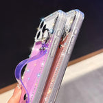 غطاء هاتف مع حامل سوار لامع من حجر الراين، لهواتف iPhone 17 Pro، iPhone 17، iPhone Air، iPhone 16 Pro Max، iPhone 16 Pro، iPhone 16 Plus، iPhone 16، iPhone 15 Pro Max
