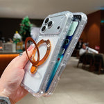 غطاء هاتف مغناطيسي شفاف مع حامل معدني دوار، لهواتف iPhone 17 Pro Max، iPhone 17 Pro