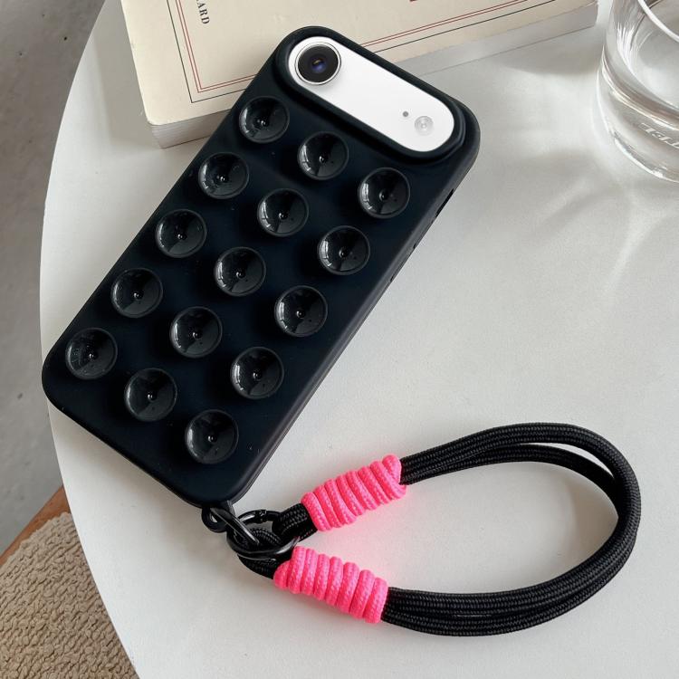 غطاء هاتف بسيط من السيليكون مع كوب شفط وحبل، لهواتف iPhone 17 Pro Max، iPhone 17 Pro، iPhone 17، iPhone Air، iPhone 16 Pro Max، iPhone 16 Pro، iPhone 16 Plus، iPhone 16