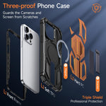 حافظة هاتف مغناطيسية مقاومة للصدمات مع حامل معدني مخفي، لهواتف iPhone 15 Pro Max، iPhone 15 Pro، iPhone 15 Plus / 14 Plus، iPhone 15، iPhone 14 / 13، iPhone 14 Pro، iPhone 14 Pro Max، iPhone 13 Pro Max