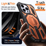 حافظة هاتف مغناطيسية مقاومة للصدمات مع حامل معدني مخفي، لهواتف iPhone 15 Pro Max، iPhone 15 Pro، iPhone 15 Plus / 14 Plus، iPhone 15، iPhone 14 / 13، iPhone 14 Pro، iPhone 14 Pro Max، iPhone 13 Pro Max