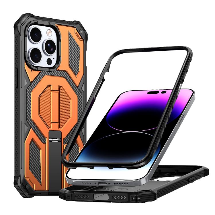 غطاء هاتف مغناطيسي مقاوم للصدمات مع حامل معدني مخفي، لجهاز iPhone 13 Pro