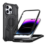 غطاء هاتف مغناطيسي مقاوم للصدمات مع حامل معدني مخفي، لجهاز iPhone 13 Pro