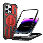 غطاء هاتف مغناطيسي مقاوم للصدمات مع حامل معدني مخفي، لجهاز iPhone 13 Pro