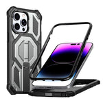 غطاء هاتف مغناطيسي مقاوم للصدمات مع حامل معدني مخفي، لجهاز iPhone 13 Pro