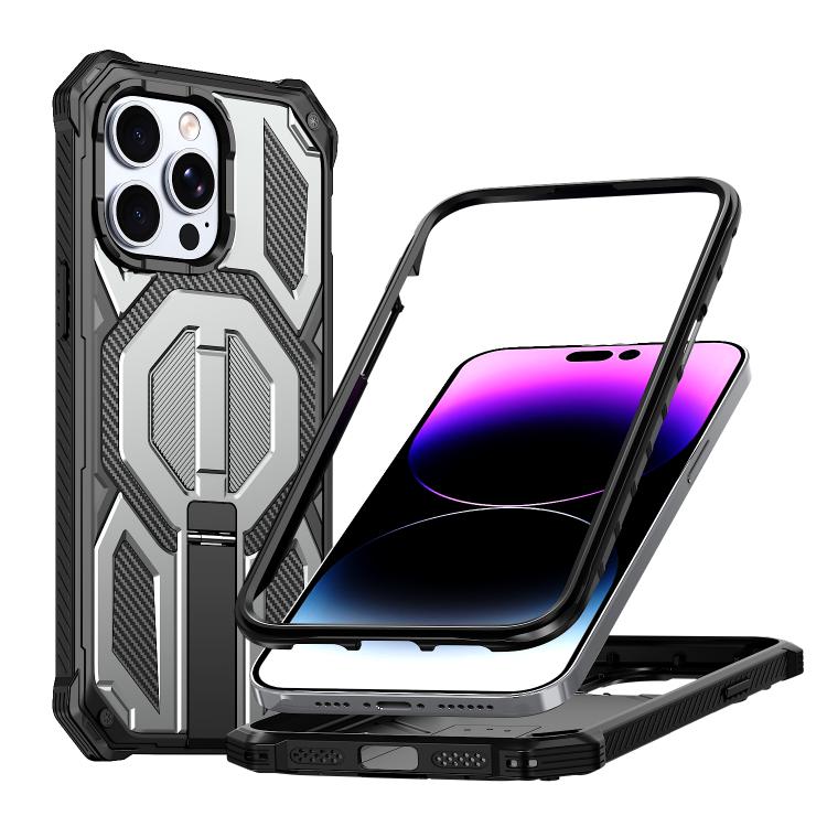 غطاء هاتف مغناطيسي مقاوم للصدمات مع حامل معدني مخفي، لجهاز iPhone 13 Pro