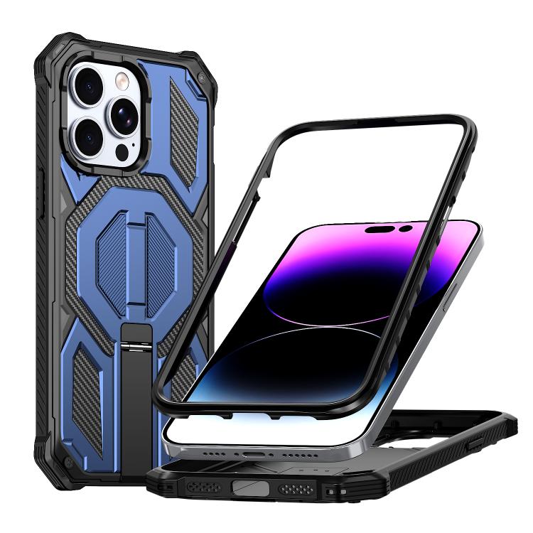 غطاء هاتف مغناطيسي مقاوم للصدمات مع حامل معدني مخفي، لجهاز iPhone 13 Pro