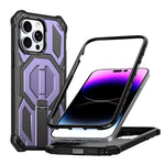 غطاء هاتف مغناطيسي مقاوم للصدمات مع حامل معدني مخفي، لجهاز iPhone 13 Pro