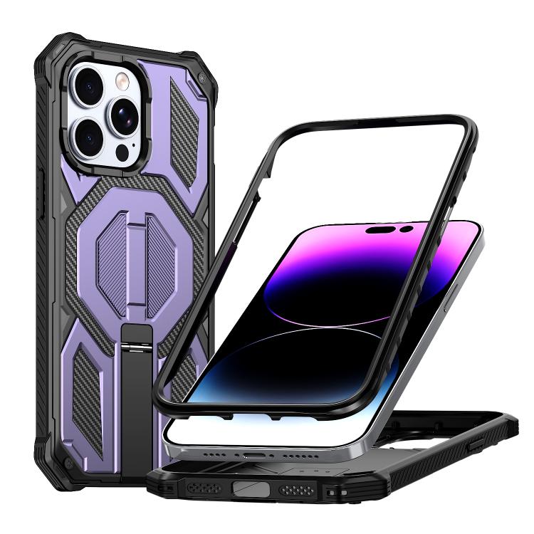 غطاء هاتف مغناطيسي مقاوم للصدمات مع حامل معدني مخفي، لجهاز iPhone 13 Pro