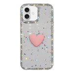 غطاء هاتف مزين بحجر الراين اللامع مزدوج الوجهين مع تصميم قلب حب IMD، لهواتف iPhone 17e / 16e، iPhone 17 Pro Max، iPhone 17 Pro، iPhone 17، iPhone Air