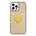 غطاء هاتف مزين بحجر الراين اللامع مزدوج الوجهين مع تصميم قلب حب IMD، لهواتف iPhone 16 Pro Max، iPhone 16 Pro، iPhone 16 Plus، iPhone 16، iPhone 15 Pro Max