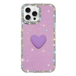غطاء هاتف مزين بحجر الراين اللامع مزدوج الوجهين مع تصميم قلب حب IMD، لهواتف iPhone 16 Pro Max، iPhone 16 Pro، iPhone 16 Plus، iPhone 16، iPhone 15 Pro Max
