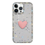 غطاء هاتف مزين بحجر الراين اللامع مزدوج الوجهين مع تصميم قلب حب IMD، لهواتف iPhone 16 Pro Max، iPhone 16 Pro، iPhone 16 Plus، iPhone 16، iPhone 15 Pro Max