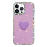 غطاء هاتف مزين بحجر الراين اللامع مزدوج الوجهين مع تصميم قلب حب IMD، لهواتف iPhone 16 Pro Max، iPhone 16 Pro، iPhone 16 Plus، iPhone 16، iPhone 15 Pro Max