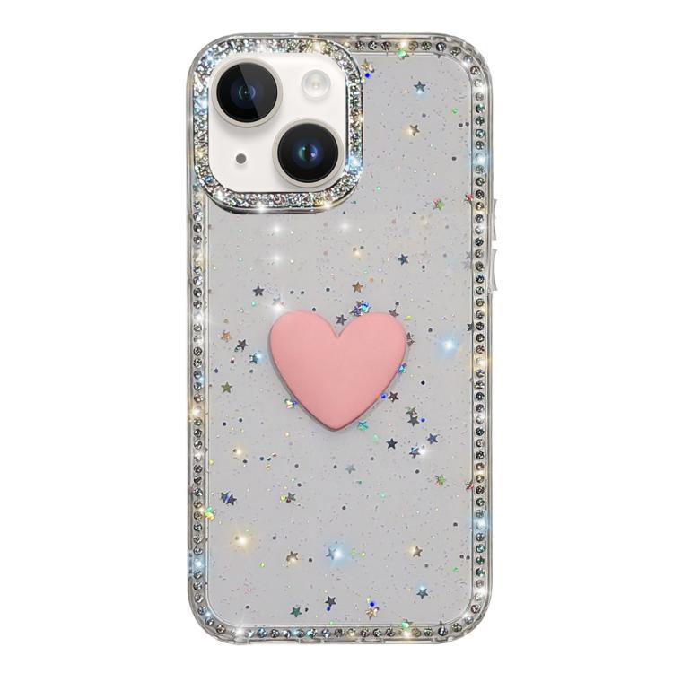 Flash Rhinestone Double-sided IMD Love Heart Phone Case, For iPhone 13 Pro Max, For iPhone 13 Pro, For iPhone 13