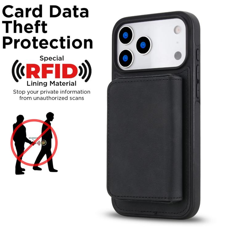 غطاء هاتف محفظة مغناطيسي قابل للفصل من الجلد الصناعي الرجعي مع حجب RFID، لهواتف iPhone 17 Pro Max، iPhone 17 Pro