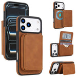 غطاء هاتف محفظة مغناطيسي قابل للفصل من الجلد الصناعي الرجعي مع حجب RFID، لهواتف iPhone 17 Pro Max، iPhone 17 Pro