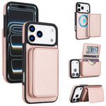 غطاء هاتف محفظة مغناطيسي قابل للفصل من الجلد الصناعي الرجعي مع حجب RFID، لهواتف iPhone 17 Pro Max، iPhone 17 Pro