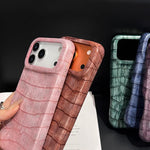 غطاء هاتف من الجلد النباتي بنمط تمساح قديم مقاوم للصدمات، لهواتف iPhone 17 Pro Max، iPhone 17 Pro