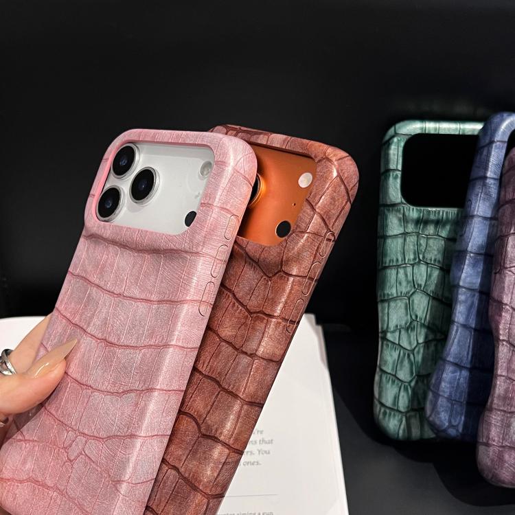 غطاء هاتف من الجلد النباتي بنمط تمساح قديم مقاوم للصدمات، لهواتف iPhone 17 Pro Max، iPhone 17 Pro