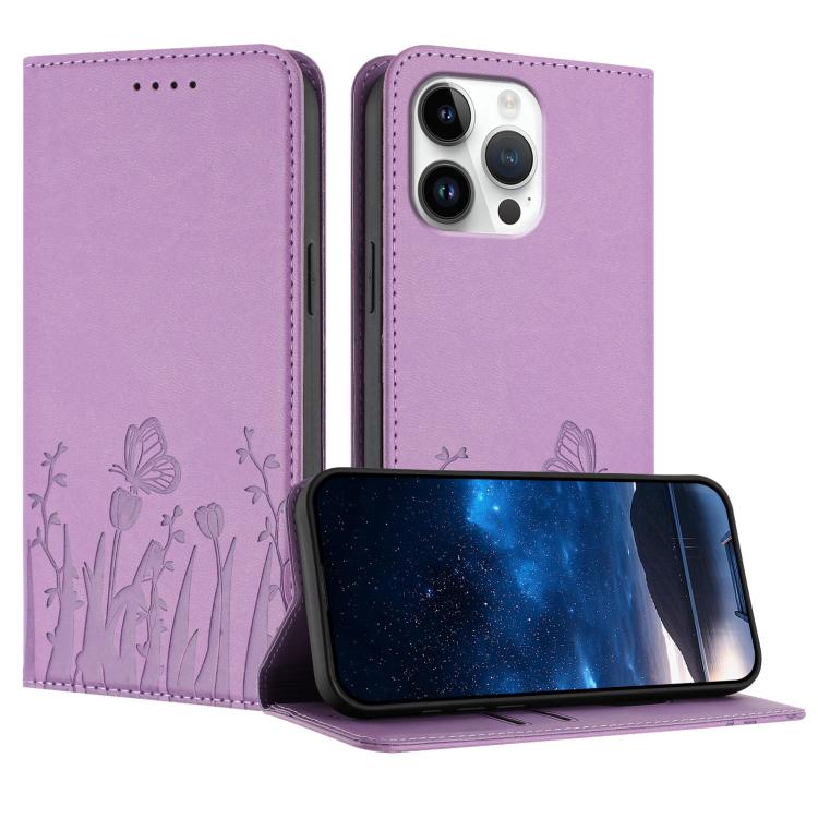 غطاء هاتف من الجلد النباتي المغناطيسي بنقشة فراشات التوليب، لأيفون إير، لأيفون 16 برو ماكس، لأيفون 16 برو، لأيفون 16 بلس