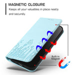 غطاء هاتف من الجلد النباتي المغناطيسي بنقشة فراشات وزهور التوليب، لهواتف iPhone 15، iPhone 14 Plus، iPhone 14، iPhone 14 Pro