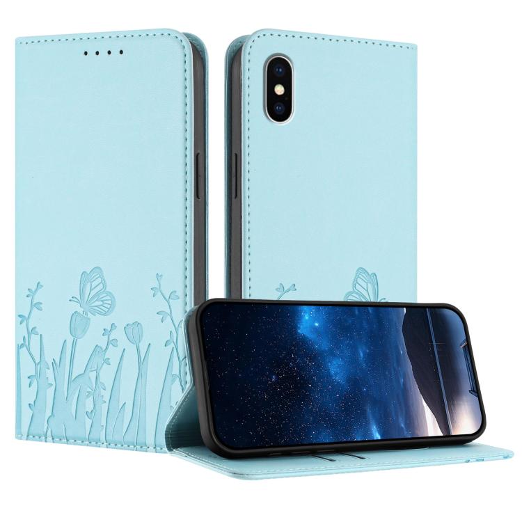 Tulips Butterfly Pattern Magnetic Vegan Leather Phone Case, For iPhone X / XS, For iPhone XS Max, For iPhone XR, For iPhone 8 Plus / 7 Plus