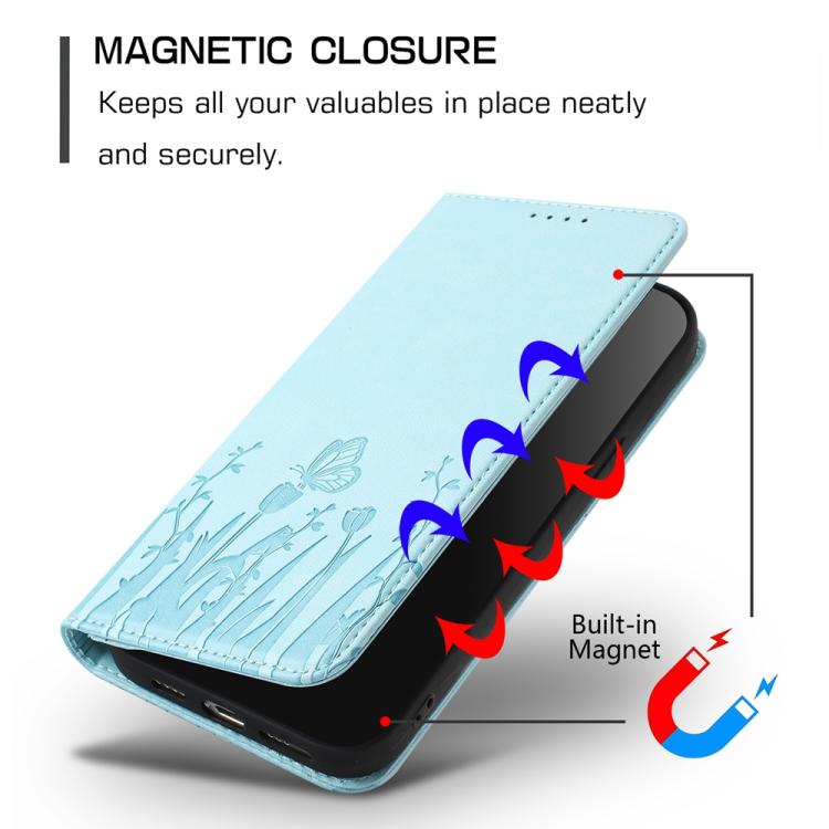 Tulips Butterfly Pattern Magnetic Vegan Leather Phone Case, For iPhone X / XS, For iPhone XS Max, For iPhone XR, For iPhone 8 Plus / 7 Plus