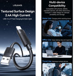 كابل بيانات USB إلى 8pin للشحن السريع 2.4A من USAMS SJ778 U94، USB إلى 8pin