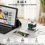 XL-16 شاحن متعدد الوظائف 3 في 1 بقوة 20W USB + Type-C لوظيفة الشحن اللاسلكي لساعة آبل، قابس: قابس أمريكي
