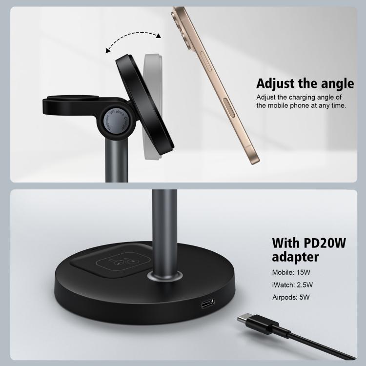 Q11 20W 3 in 1 Multifunctional Magnetic Wireless Charger