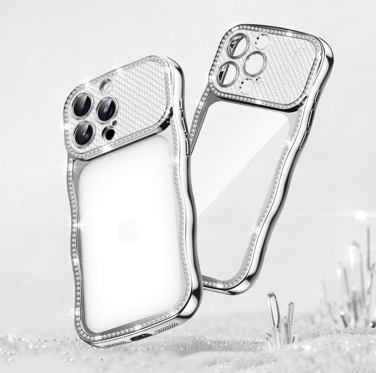 غطاء هاتف TPU مطلي بالكهرباء مقاوم للصدمات بنجمة متموجة ملتوية مرصعة بالألماس، لأيفون 17 برو ماكس، لأيفون 17 برو، لأيفون 17، لأيفون 16 برو ماكس، لأيفون 16 برو، لأيفون 16