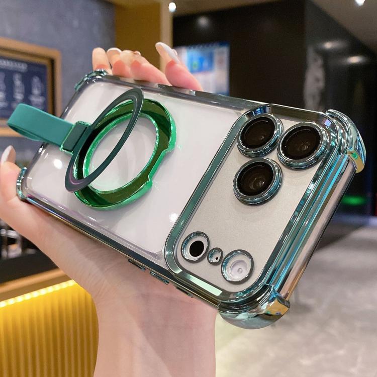 Crystal Shield Ring Holde TPU + Acrylic Magnetic Phone Case, For iPhone 17 Pro Max, For iPhone 17 Pro, For iPhone 17, For iPhone Air, For iPhone 16 Pro Max, For iPhone 16 Pro