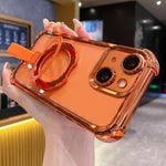 غطاء هاتف مغناطيسي من TPU + أكريليك مع حامل خاتم كريستالي، لهاتف iPhone 13