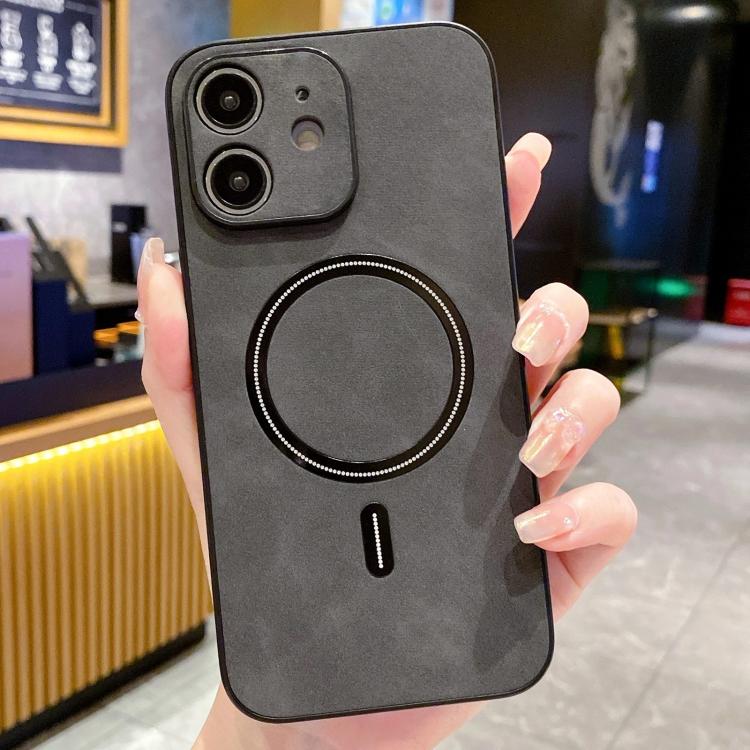 غطاء هاتف مغناطيسي من الجلد الصناعي بنمط جلد الحمل، لهواتف iPhone 11، iPhone 11 Pro